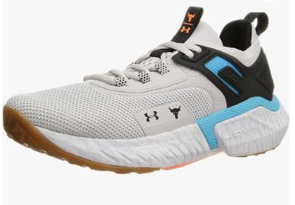 Under Armour Project Rock 5 Shoes Men\'s Sz 7 Grey Black Blue Surf EUC